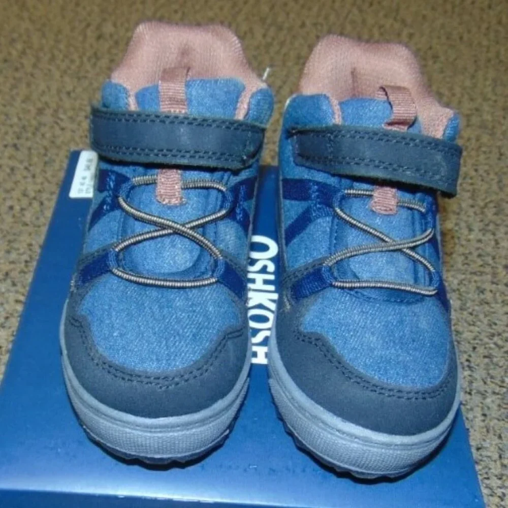 OshKosh B'gosh Boots 7T Toddler Boys Hiking Camino Slip-on High Top Blue Brown